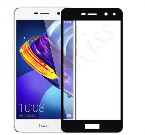 3D full cover Tempered glass screen protector Huawei Y5 2017 / Huawei Y6 2017 / Извит стъклен скрийн протектор Huawei Y5 2017 / Huawei Y6 2017 - черен