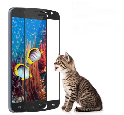 3D full cover Tempered glass screen protector Samsung S7/ Извит стъклен скрийн протектор за Samsung S7 G930 - черен