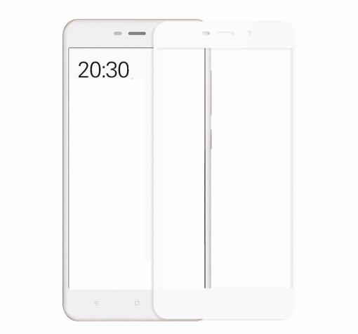 3D full cover Tempered glass screen protector Xiaomi RedMi 4A / Извит стъклен скрийн протектор Xiaomi RedMi 4A - бял