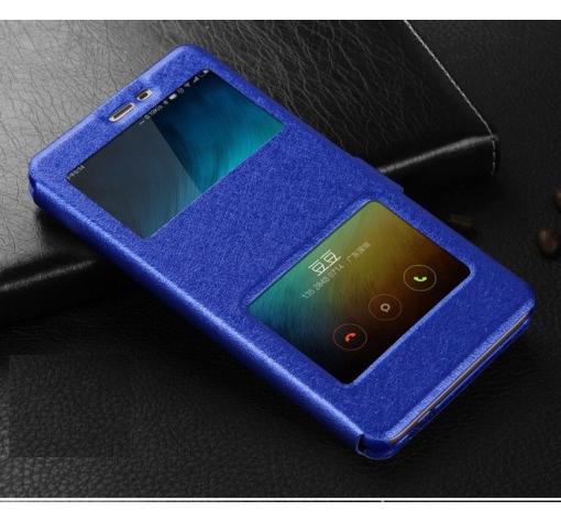 Кожен калъф Flip тефтер S-view със стойка за Xiaomi RedMi 4 Prime - син