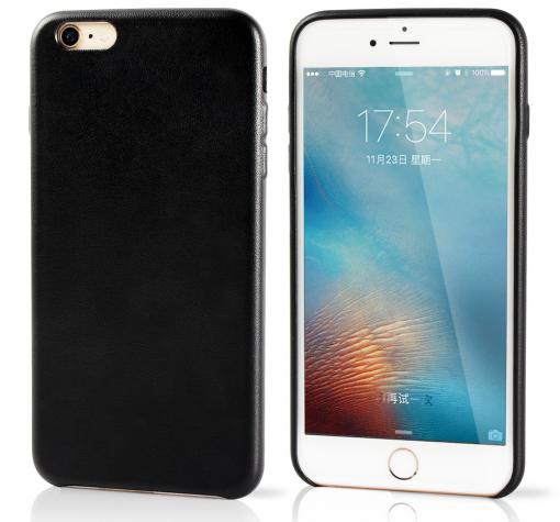 Оригинален силиконов калъф / гръб / TPU за Apple iPhone 6 Plus / iPhone 6S Plus - черен с кожа