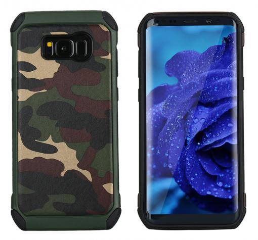 Твърд гръб със силиконов кант за Samsung S8 Plus G955 - зелен / камуфлаж