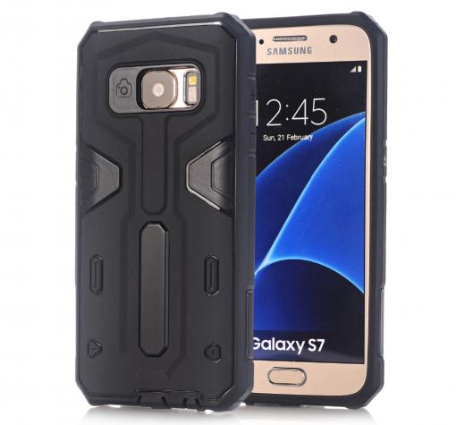 Силиконов гръб TPU Hybrid с твърда част за Samsung S7 G930 - черeн