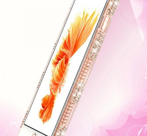 Луксозен силиконов калъф / гръб / TPU Meephong с камъни за Apple iPhone 6 / iPhone 6S - прозрачен / Gold Rose