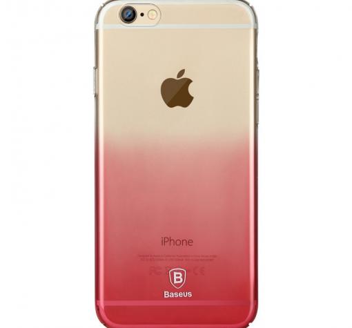 Луксозен твърд гръб / капак / BASEUS GRADIENT Series за Apple iPhone 6 4.7'' - прозрачен / розов