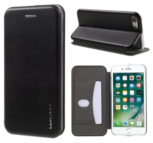 Луксозен кожен калъф Flip тефтер със стойка WUW за Apple iPhone 6 / iPhone 6S - черен