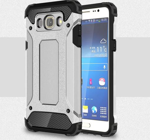 Силиконов гръб TPU Hybrid с твърда част за Samsung J5 2016 J510 - сребрист