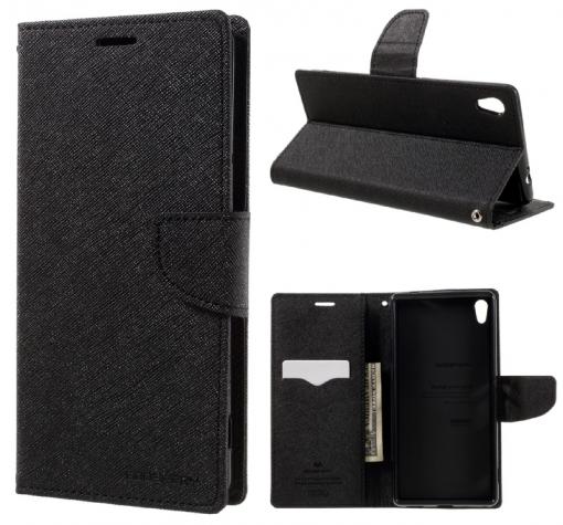 Кожен калъф Flip тефтер Mercury GOOSPERY Fancy Diary със стойка за Sony Xperia XA Ultra - черен