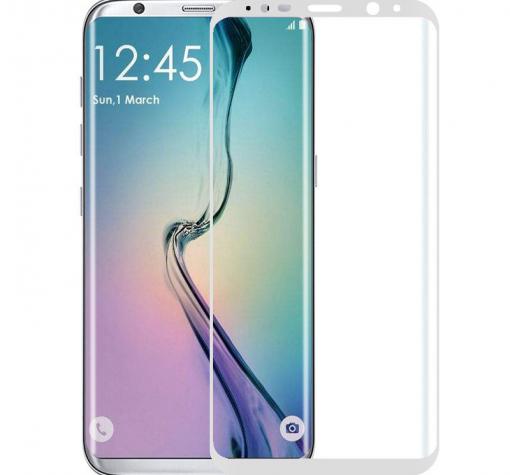 3D full cover Tempered glass screen protector за Samsung S8 Plus / Извит стъклен скрийн протектор за Samsung S8 Plus - бял