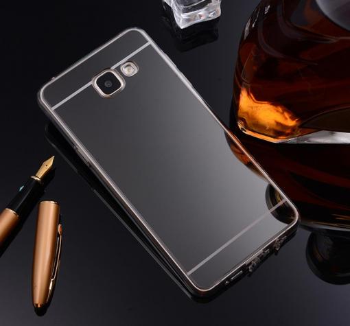 Луксозен силиконов калъф / гръб / TPU за Samsung A5 2017 A520 - тъмно сив / огледален