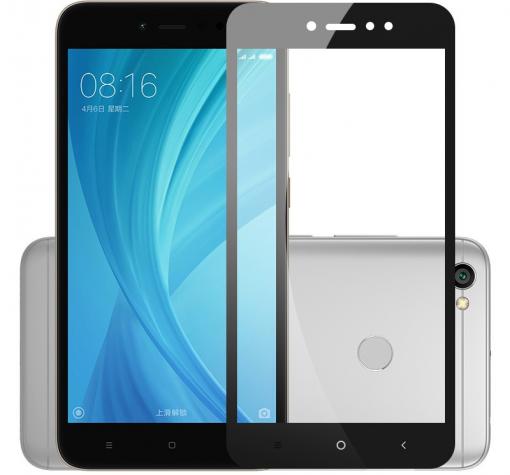 3D full cover Tempered glass screen protector Xiaomi RedMi Note 5A / Извит стъклен скрийн протектор Xiaomi RedMi Note 5A - черен