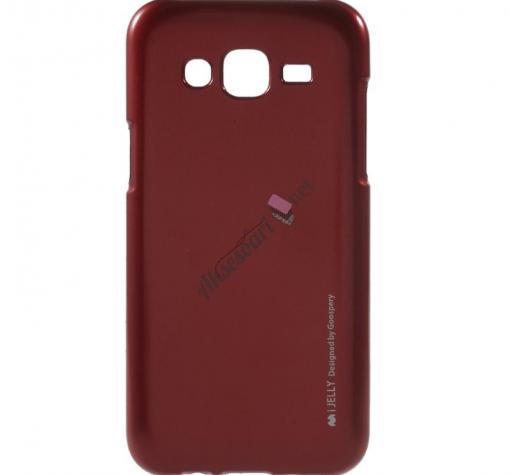 Луксозен силиконов калъф / гръб / TPU MERCURY i-Jelly Case Metallic Finish за Samsung J7 2016 J710 - червен