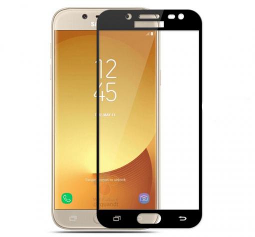 3D full cover Tempered glass Full Glue screen protector Samsung J7 2017 J730 / Извит стъклен скрийн протектор с лепило от вътрешната страна за Samsung J7 2017 J730 - черен