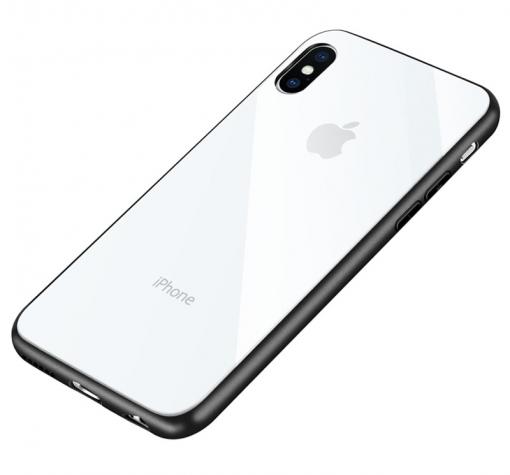 Луксозен стъклен твърд гръб за Apple iPhone X - бял