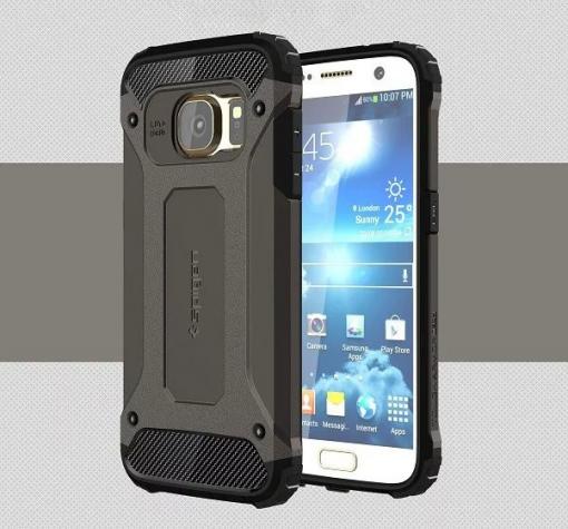 Силиконов гръб TPU Spigen Hybrid с твърда част за Samsung S7 G930 - черен