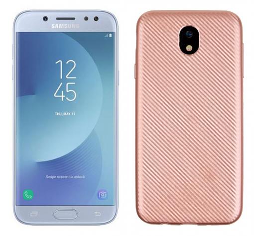 Луксозен силиконов калъф / гръб / TPU за Samsung J5 2017 J530 - Rose Gold / carbon