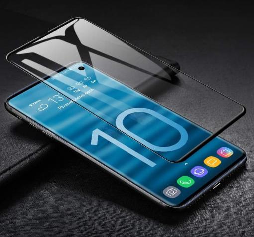Оригинален извит стъклен протектор FULL GLUE за Samsung S10e / Извит стъклен скрийн протектор с лепило по цялата повърхност за Samsung S10e - черен