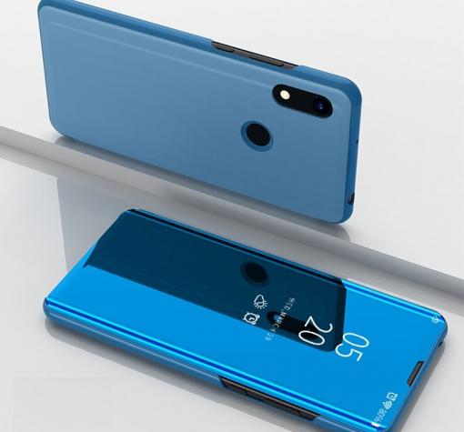Луксозен калъф Clear View Cover с твърд гръб за Samsung A40 - син