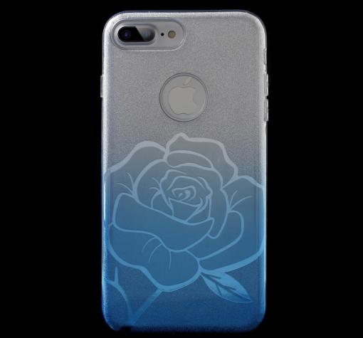 Луксозен силиконов калъф / гръб / TPU FSHANG ENSIDA Rose за Apple iPhone 7 Plus - преливащ / сребристо и синьо / брокат