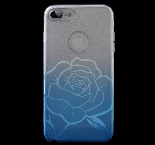 Луксозен силиконов калъф / гръб / TPU FSHANG ENSIDA Rose за Apple iPhone 7 - преливащ / сребристо и синьо / брокат
