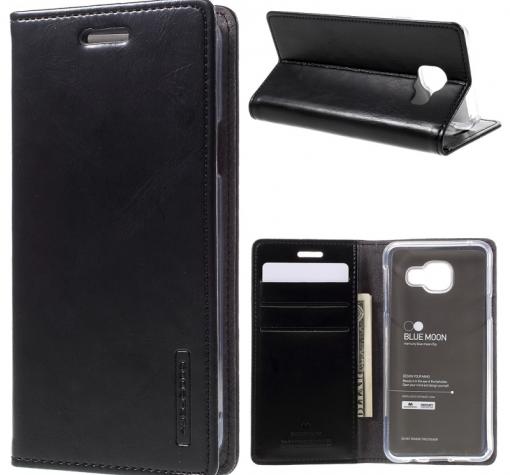 Луксозен кожен калъф със стойка MERCURY GOOSPERY за Samsung A3 2016 A310 - черен / Blue Moon Flip