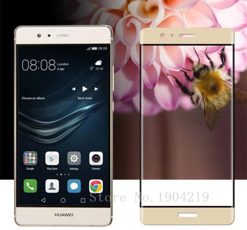 3D full cover Tempered glass screen protector Huawei P9 / Извит стъклен скрийн протектор Huawei P9 - златист