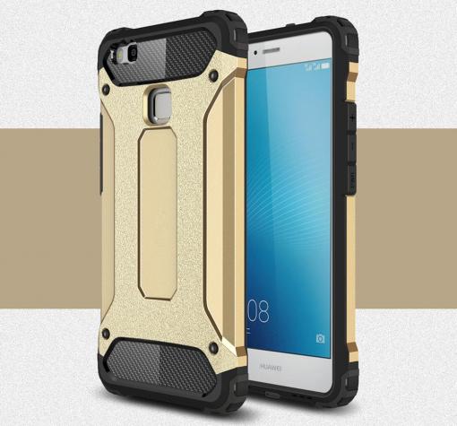 Силиконов гръб TPU Hybrid с твърда част за Huawei P9 Lite - златист с черно