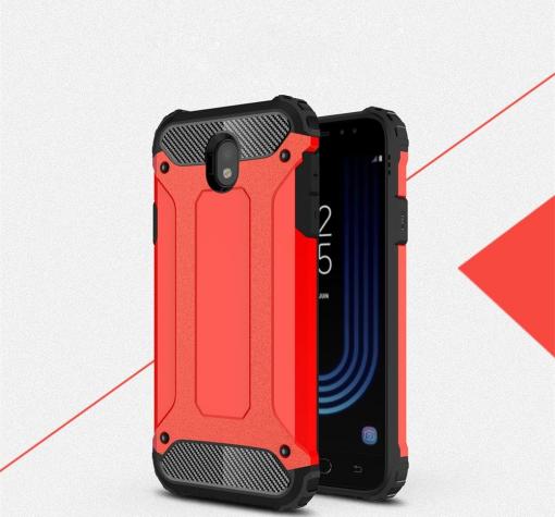 Силиконов гръб TPU Spigen Hybrid с твърда част за Samsung J7 2017 J730 - червен