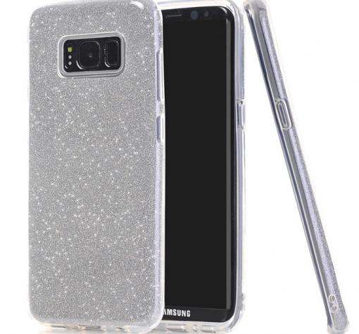Луксозен силиконов гръб за Samsung S8 G950 - сребрист / брокат