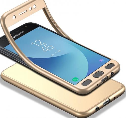 Луксозен силиконов калъф / гръб / TPU 360° за Samsung A3 2017 A320 - златист / лице и гръб