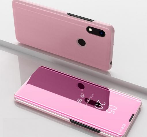 Луксозен калъф Clear View Cover с твърд гръб за Huawei Y6 2019 / Honor 8A / Huawei Y6S - Rose Gold