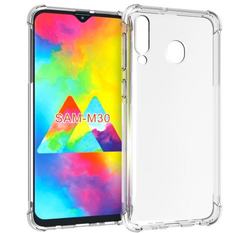 Удароустойчив силиконов калъф за Samsung M30 - прозрачен
