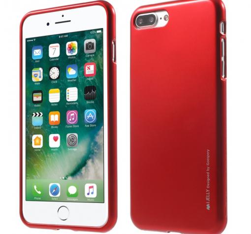 Луксозен силиконов калъф / гръб / TPU MERCURY i-Jelly Case Metallic Finish за Apple iPhone 7 Plus - червен