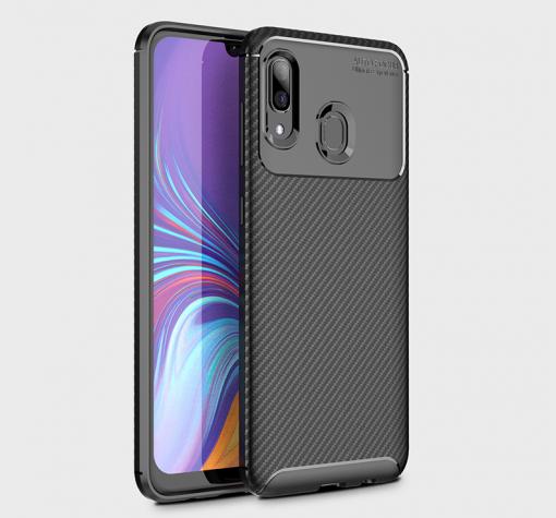 Луксозен силиконов калъф / гръб / TPU Auto Focus за Samsung A40 - черен / Carbon