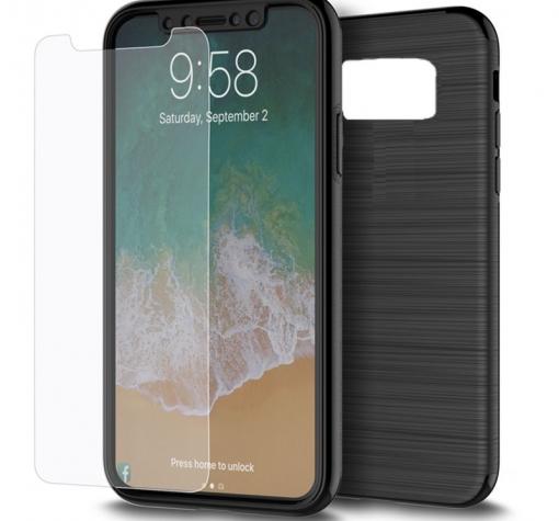 Луксозен гръб 2in1 360° Full Cover с твърда рамка за Samsung S7 G930 - черен / лице и гръб