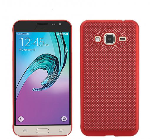 Твърд гръб за Samsung J3 / J3 2016 J320 - червен / Grid