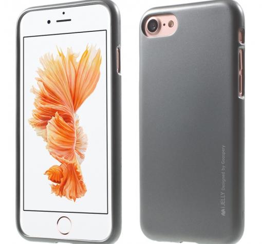 Луксозен силиконов калъф / гръб / TPU MERCURY i-Jelly Case Metallic Finish за Apple iPhone 7 - тъмно сив / графит