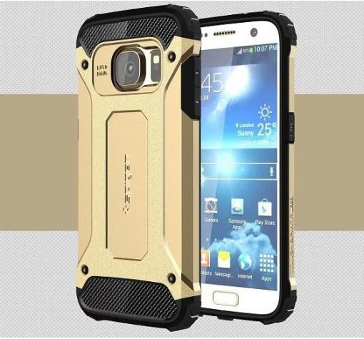 Силиконов гръб TPU Spigen Hybrid с твърда част за Samsung S7 Edge G935 - черен със златисто