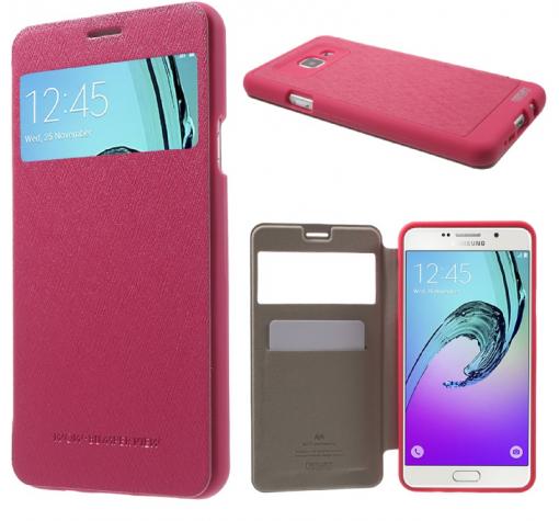 Луксозен калъф Wow Bumper S-View за Samsung A5 2016 A510 - Mercury Goospery / цикламен