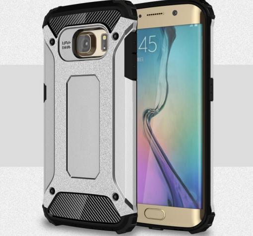Силиконов гръб TPU Hybrid с твърда част за Samsung S6 Edge G925 - сребрист