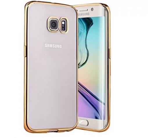 Луксозен твърд гръб Meephone за Samsung S7 Edge G935 - прозрачен със златен кант