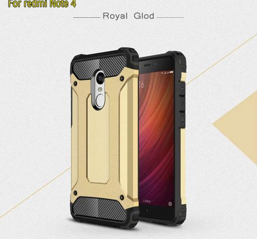 Силиконов гръб TPU Spigen Hybrid с твърда част за Xiaomi RedMi Note 4 - златист