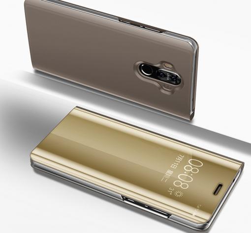 Луксозен калъф Clear View Cover с твърд гръб за Huawei P10 Lite - златист