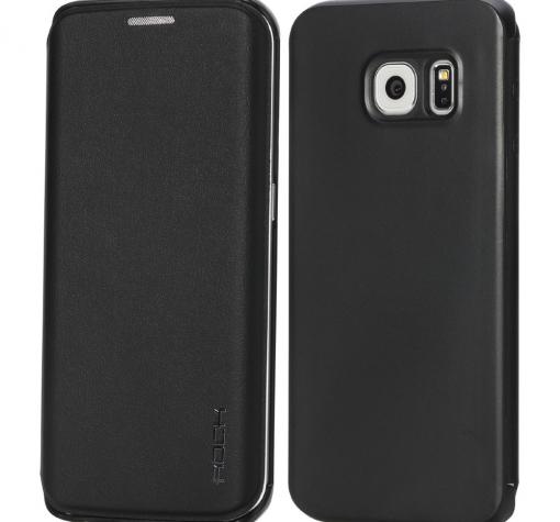 Луксозен кожен калъф тефтер ROCK Delight Series за Samsung S6 Edge G925 - черен