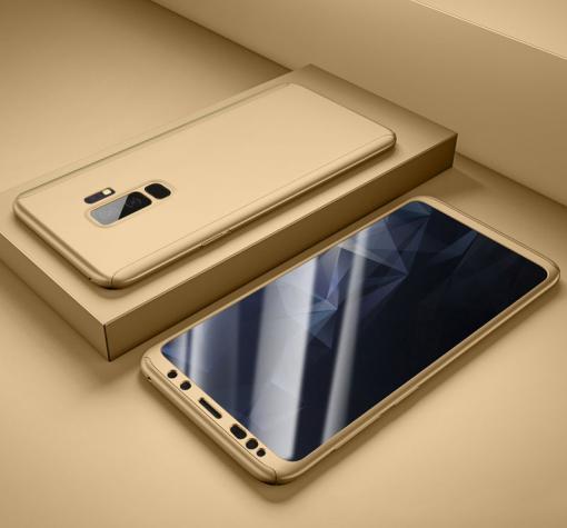 Луксозен силиконов калъф / гръб / TPU 360° за Samsung S9 Plus G965 - златист / лице и гръб