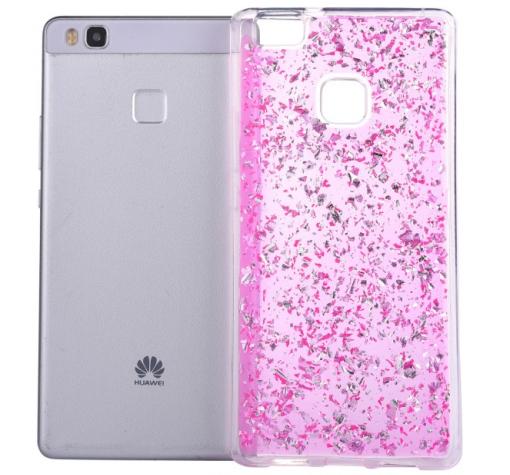 Силиконов калъф / гръб / TPU 3D за Huawei P10 Lite - прозрачен с розов елементи