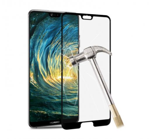 3D full cover Tempered glass screen protector Huawei P20 Pro / Извит стъклен скрийн протектор Huawei P20 Pro - черен
