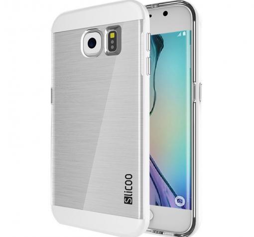 Луксозен силиконов гръб Slicoo Hybrid за Samsung S6 Edge G925 - сребрист / прозрачен