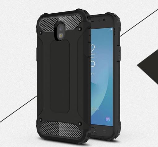 Силиконов гръб TPU Spigen Hybrid с твърда част за Samsung J7 2017 J730 - черен