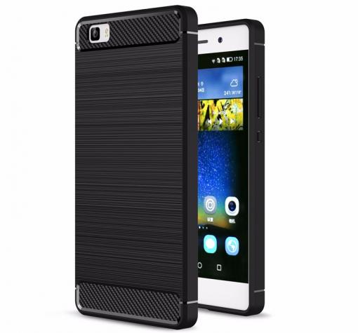Силиконов калъф / гръб / TPU за Huawei P8 Lite - черен / carbon